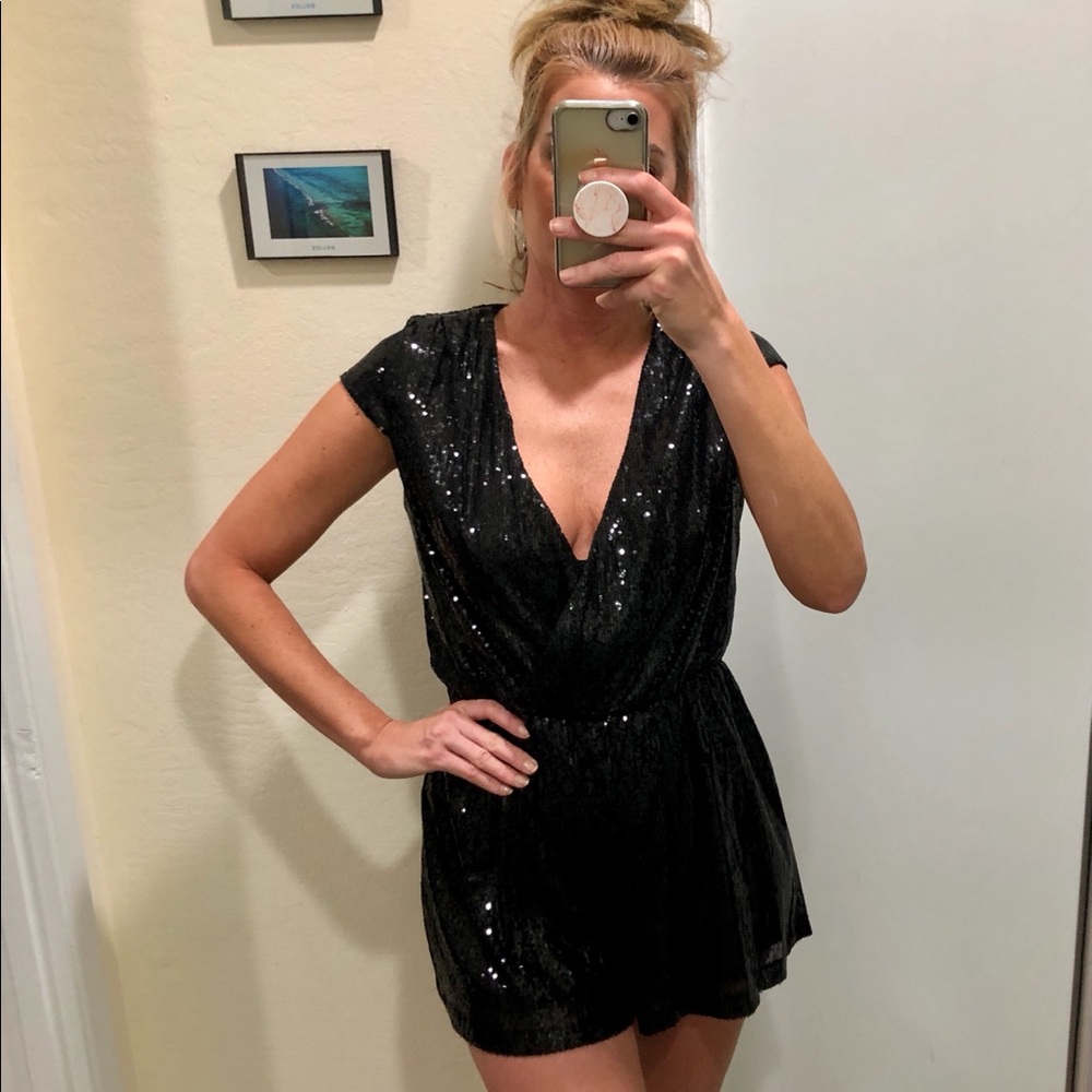 ✨NWT | Holiday Dazzle | Black Sequin Shorts Romper